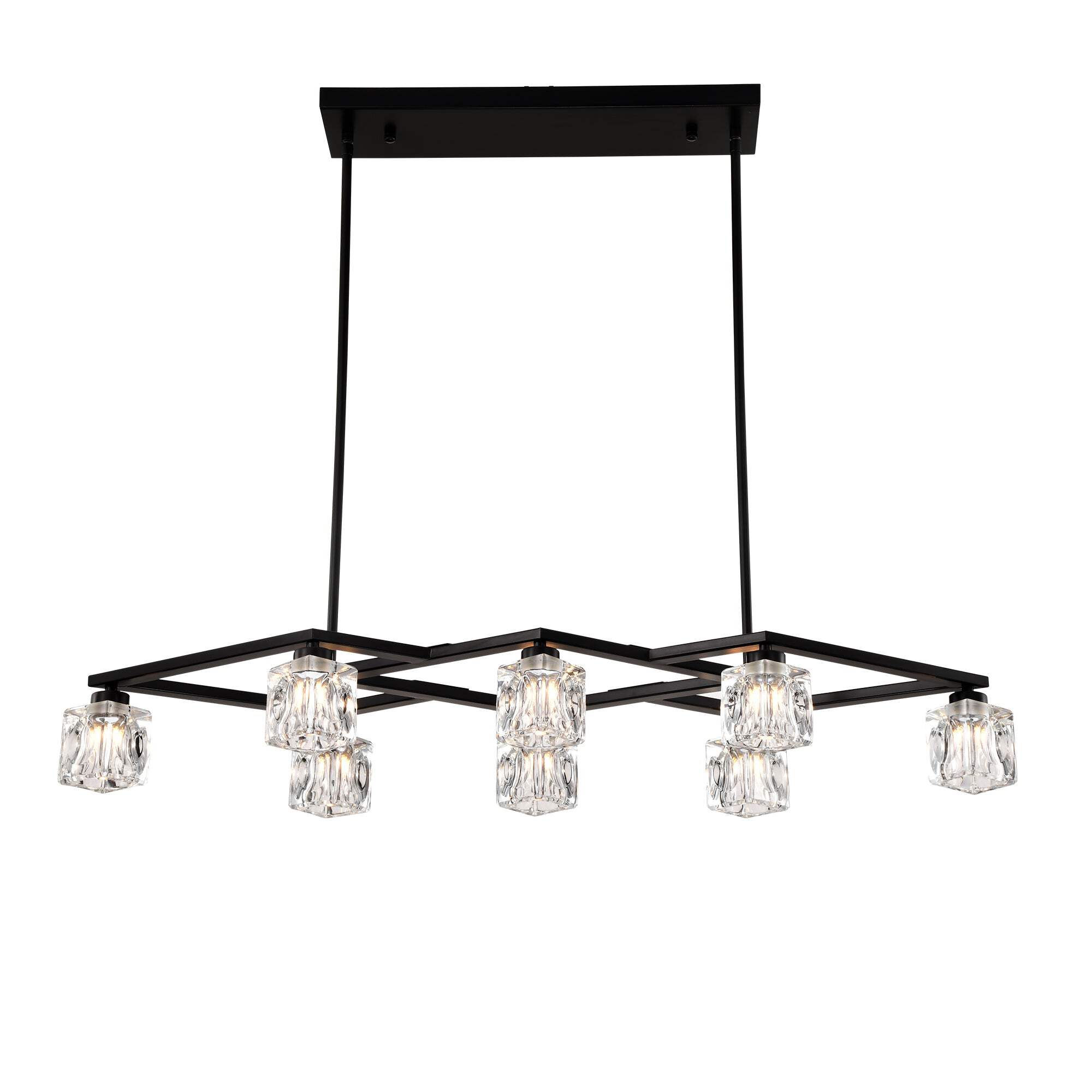 Matte Black Crystal Chandelier For Dining Room, 8 Light Kitchen ...