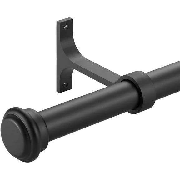Matte Black Curtain Rods for Windows 72 to 144 Inch, Heavy Duty 1 Inch Diameter Single Curtain Rods, Black Drapery Rods with Aluminum Alloy End Cap Finials, Wall Mount and Ceiling Mount Curtain Rods