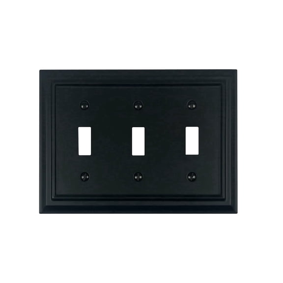 Wall Plates, Duplex Outlet Covers, Toggle Light Switch Plates, Decorator Light Switch Cover, Bamboo Fiber Material Wall Plate, Standard Size Wall Plates of various styles, Black (3 Gang Toggle 1 Pack