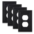 thumbnail image 1 of Matte Black Decorative Outlet Covers Wall Plates, Bamboo Fiber Light Switch Covers, Natural Material Electric Receptacle Switch Plate Outlet Cover of various styles (1 Gang Duplex 4 Pack), 1 of 7