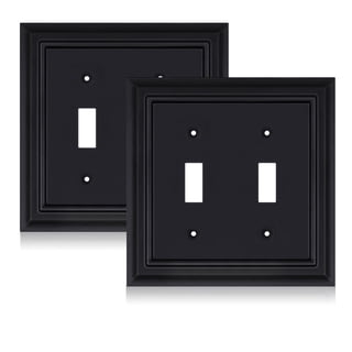 Matte Black Decorative Outlet Covers Wall Plates, Bamboo Fiber Light Switch Covers, Natural Material Electric Receptacle Switch Plate Outlet Cover of various styles (2 Gang Toggle 2 Pack)