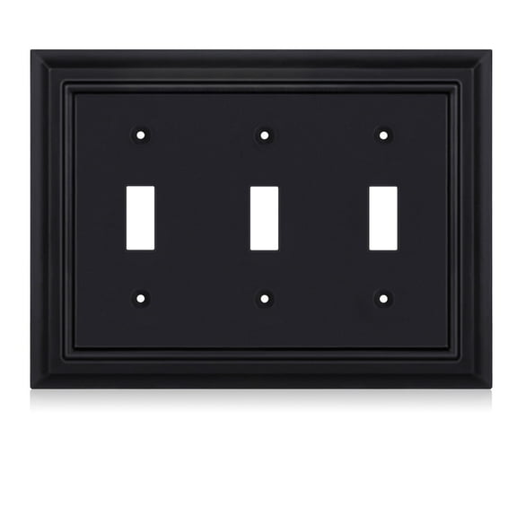 Matte Black Decorative Outlet Covers Wall Plates, Bamboo Fiber Light Switch Covers, Natural Material Electric Receptacle Switch Plate Outlet Cover of various styles (3 Gang Toggle 1 Pack)