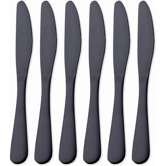Matte Black Dinner Fork, GoGeiLi Stainless Steel Satin Finish 8.0-inch Silverware Flatware Fork Set, Service for 6, Dishwasher Safe