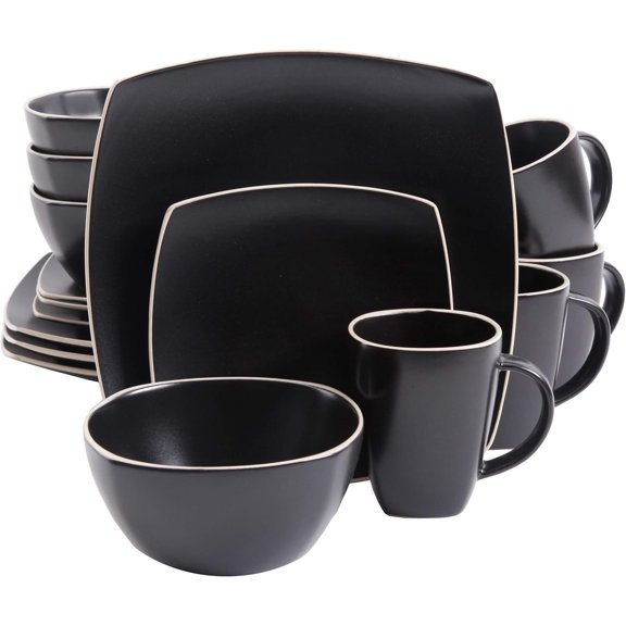 Matte Black Dinnerware Set Service for 4 (16pcs)