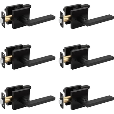 KNOBWELL 3-Pack Matte Black Door Handles - Privacy Levers For Bedroom & Bathroom Doors