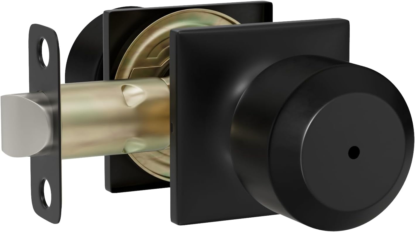 Matte Black Door Knobs Interior, Bedroom Door Knob Bathroom, Interior Door Knobs Privacy Morden Door Knob 1 Pack