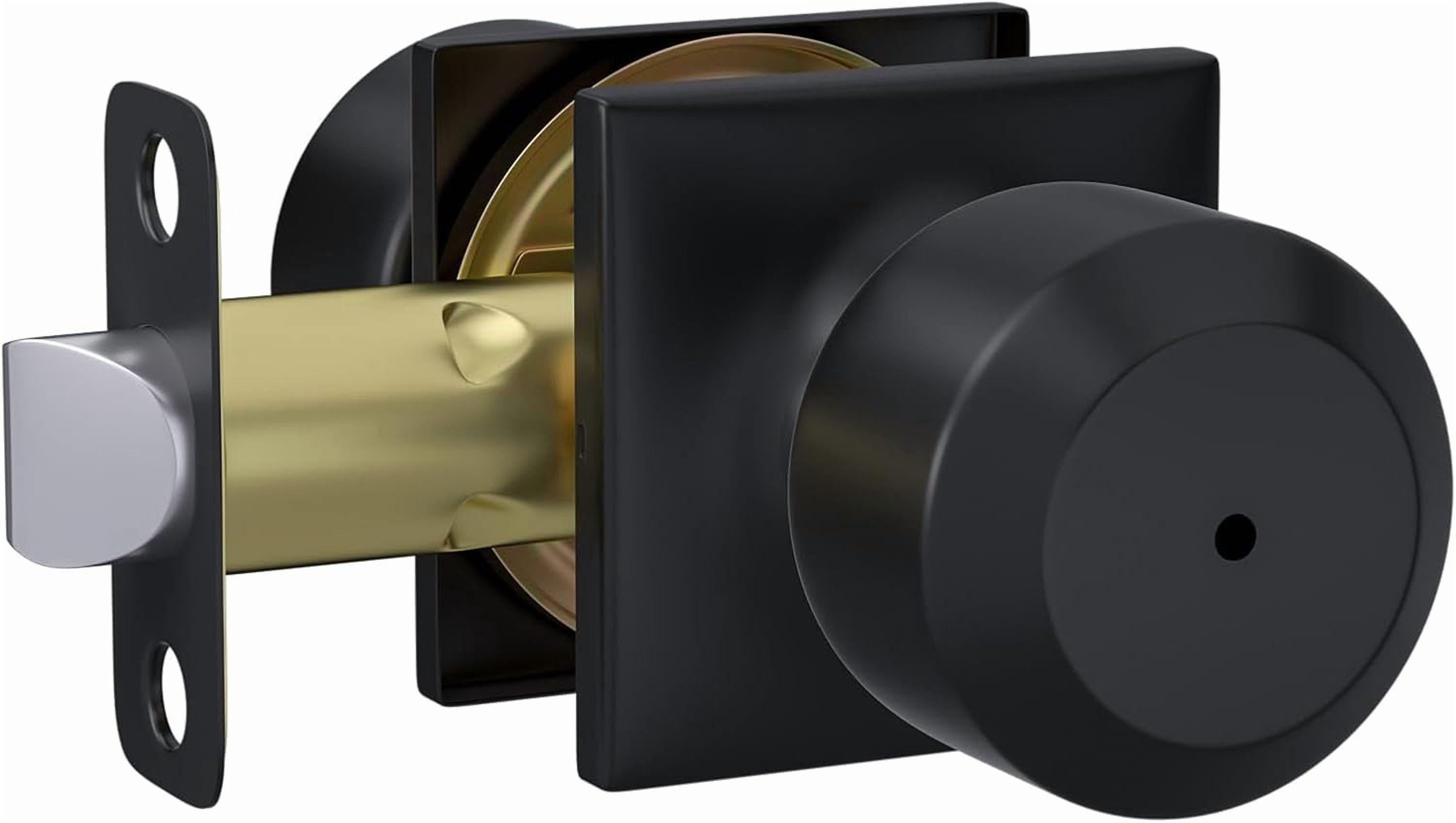 Matte Black Door Knobs Interior, Round Privacy Door Knob keyless (Thumb Turn Lock on The Inside) Ball Door Knob for Bedroom Bathroom 1 Pack