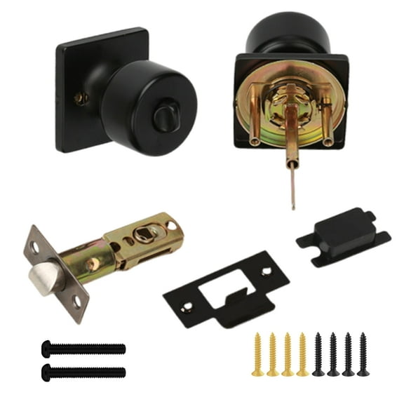 Matte Black Door Knobs Set With Lock for Bedroom and Bathroom Accessory