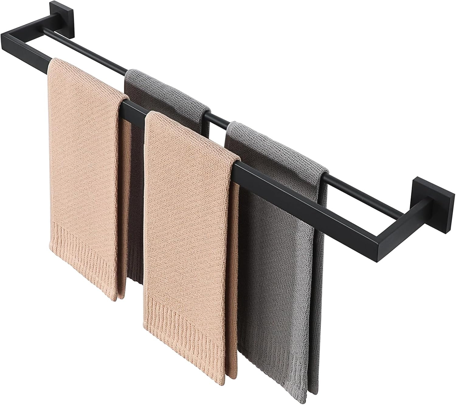 Matte Black Double Towel Bar, SUS304 Stainless Steel Towel Racks for Bathroom, Long Wall Mounted ...