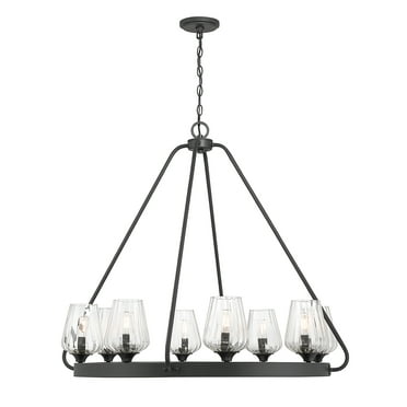 Matte Black Eight Light Chandelier from the Carlton Collection