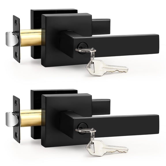 Matte Black Entry with Same Keys 2 Door Handle Sets Colonial Style