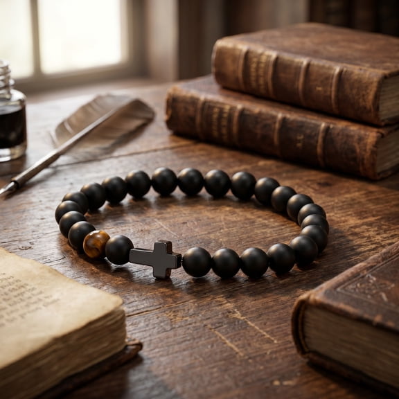 Matte Black Evil Eye Beaded Stretch Bracelet, Oxidation Resistant Comfort Wear Handmade Religious Wrist ornament, Elastic Stack Bracelet for Casual Outfit Religious Occasion Adult Gifting Daily Use