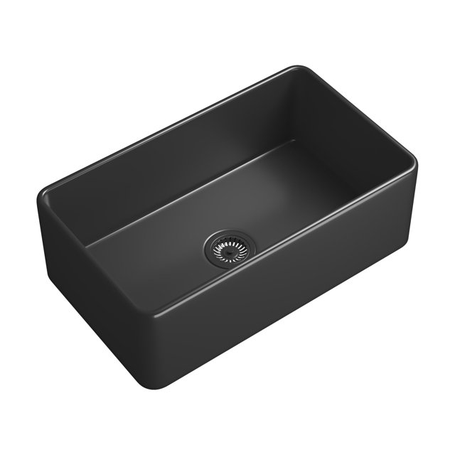 Matte Black Farmhouse Sink Deep Apron Sink Undermount Farmhouse Kitchen Sink Single Farm Sink ...
