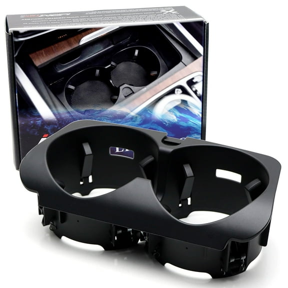 Matte Black Finish OEM-Replace Center Console Dual Cup Holder Tray Insert, For Mercedes W205 C-Class, X205/W253 GLC-Class, W213 E-Class, W463A G-Class