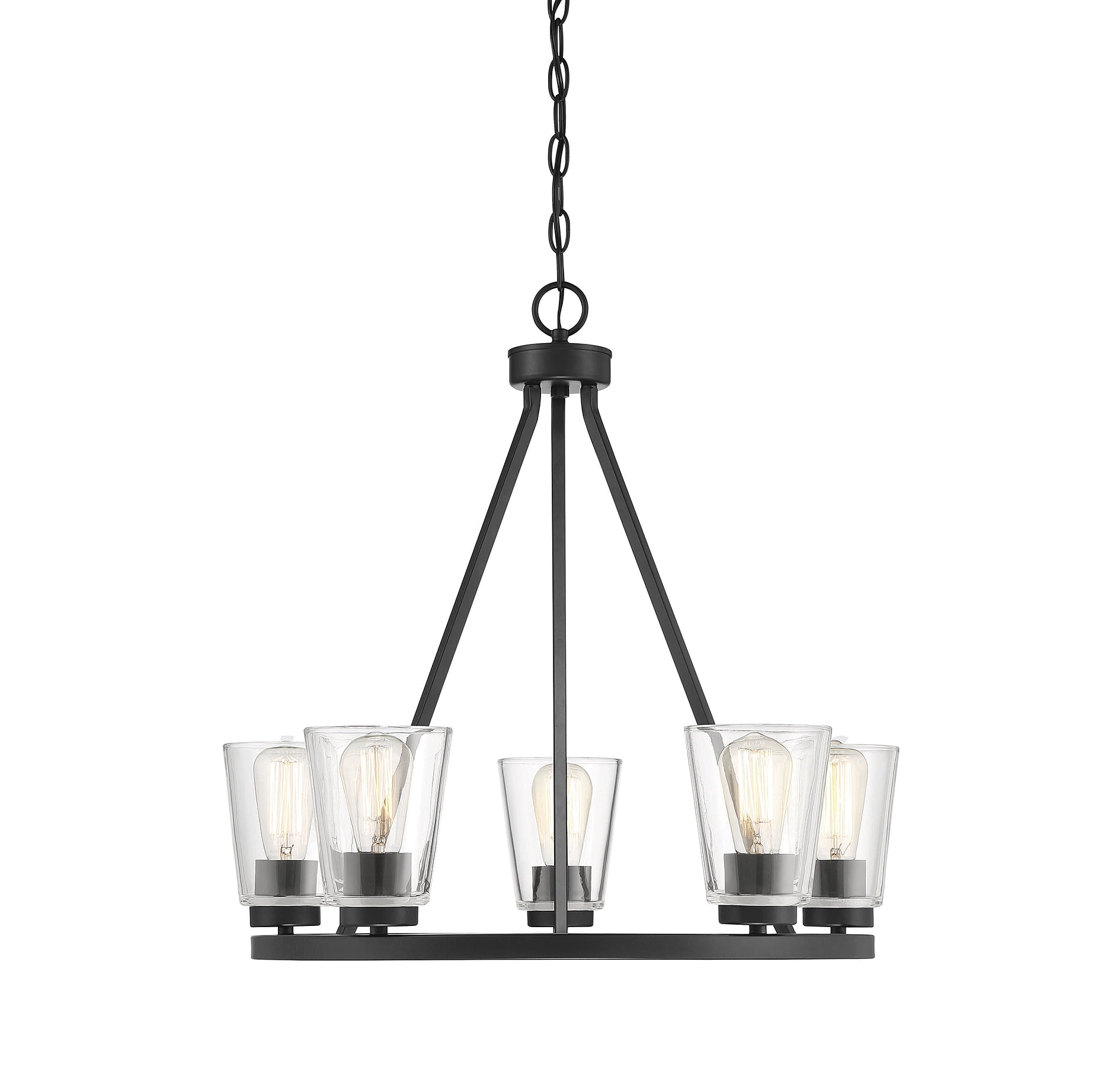 Calhoun Matte Black 5-Light Chandelier with Clear Glass Shades