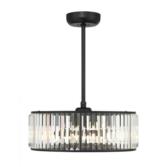 Matte Black Five Light Fandelier from the Janus Collection