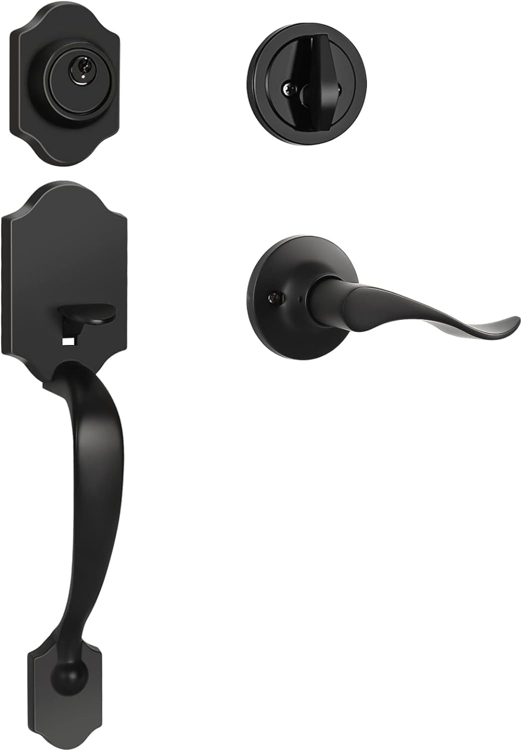 Matte Black Exterior Door Handle and Deadbolt Set