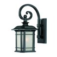 thumbnail image 1 of Matte Black Frosted Linen Glass Lantern Wall Light, 1 of 6