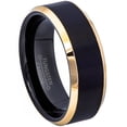 thumbnail image 1 of Jewelry Avalanche Brushed Black & Gold Beveled Tungsten Mens Wedding Band 8mm, 1 of 3