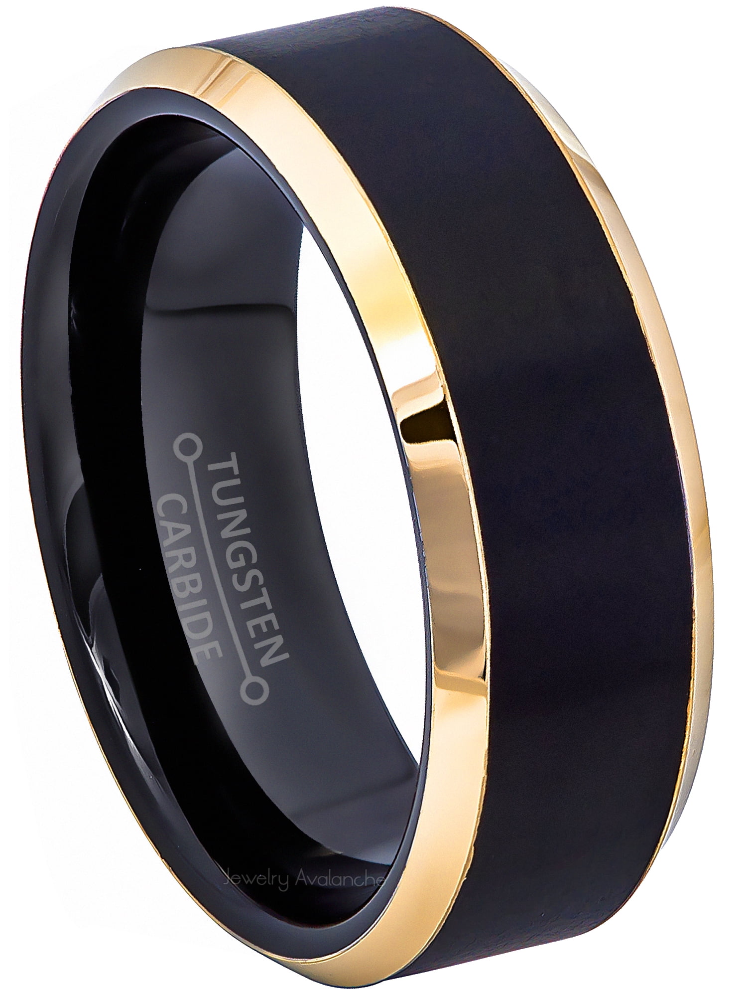 TwoBirch Men's Wedding Rings - 0.6 Ct. Black and White Stone Modern Three  Stone Men's Ring in Yellow Gold