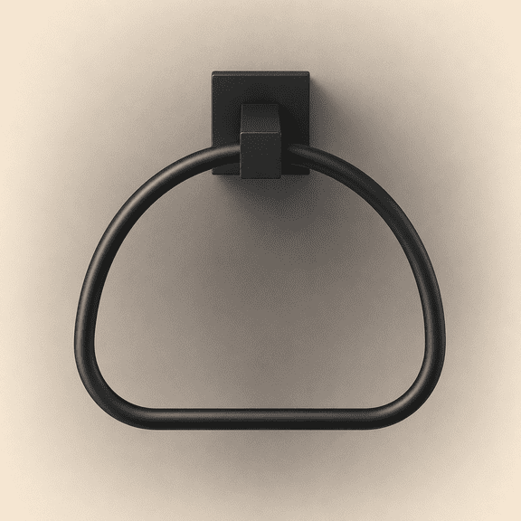 Matte Black Hand Towel Holder Wall Mounted Half Round Bathroom Hanger