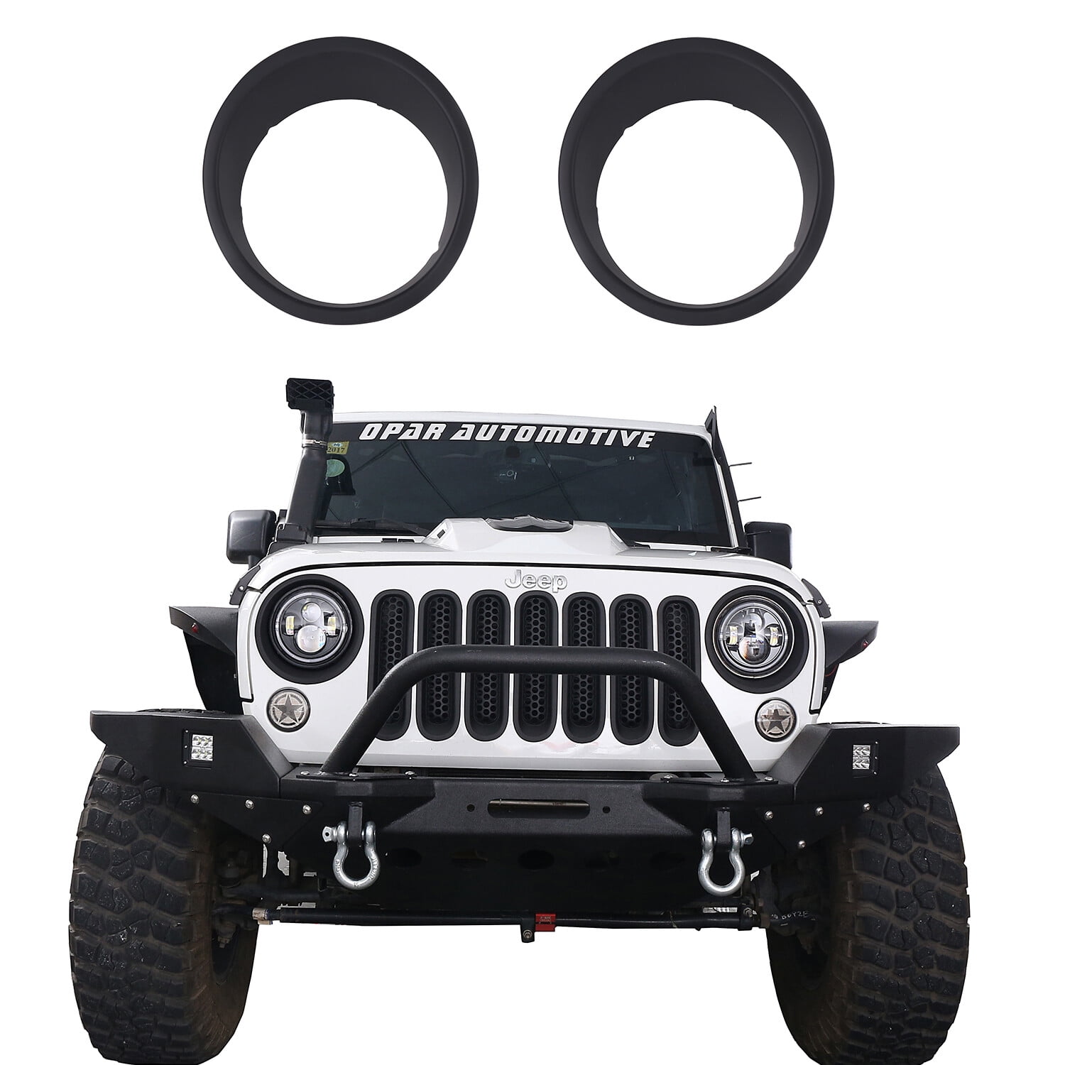 Matte Black Headlight Bezel Cover Insert Trim Guards For Jeep Wrangler JK 07-15