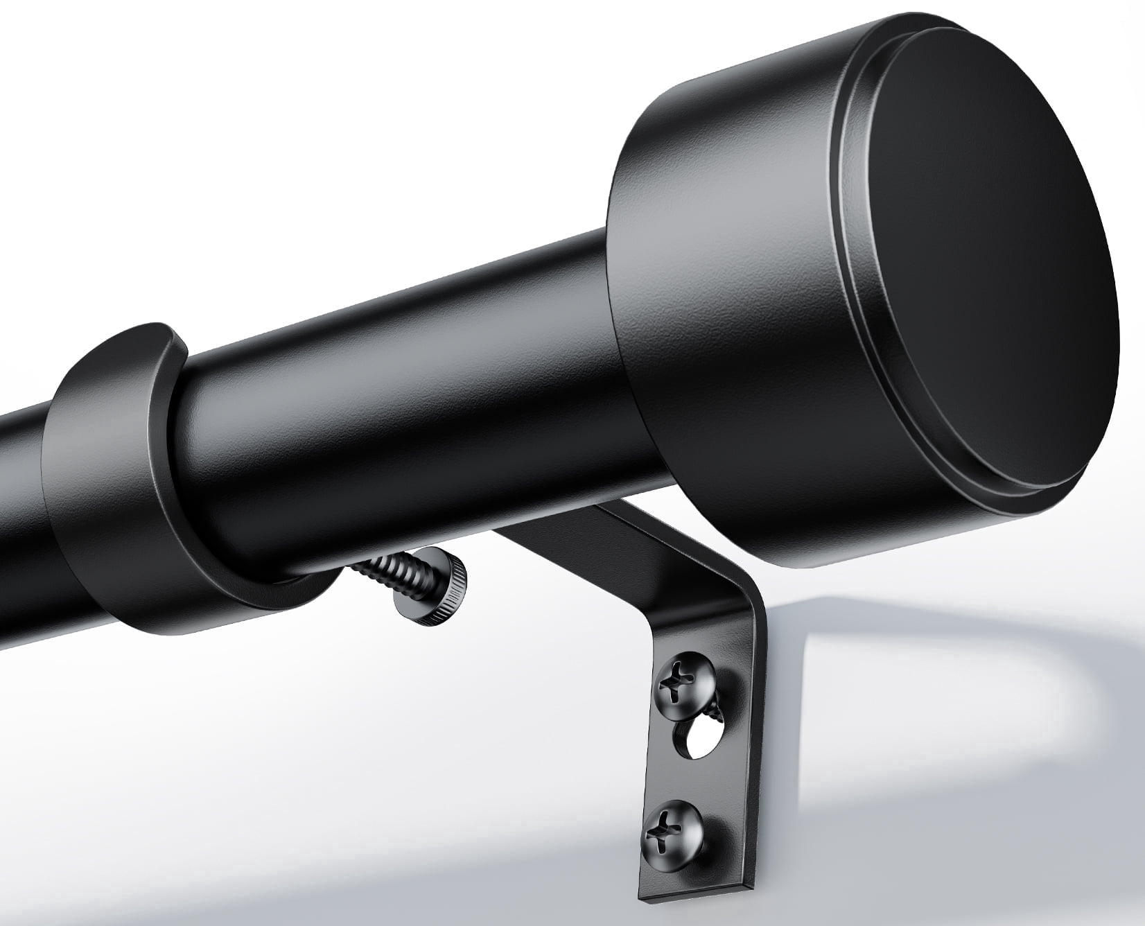 Heavy Duty Adjustable Curtain Rods for Windows, 1-Inch Diameter Matte Black Curtain Rod, 32-120 Inches