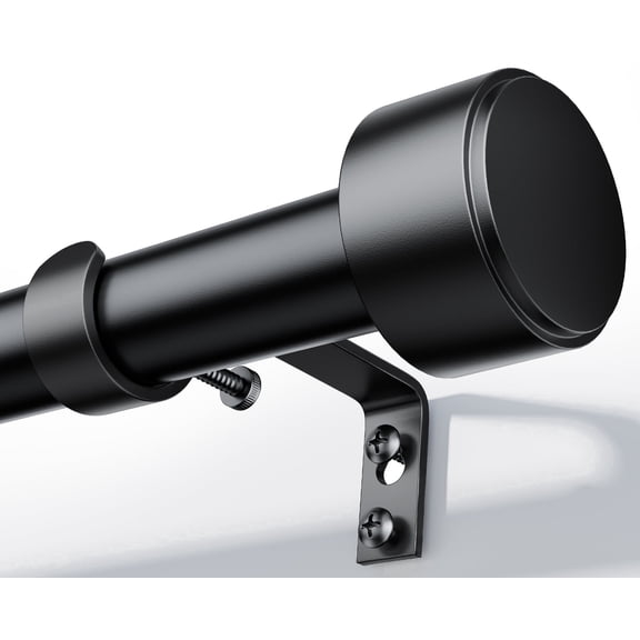 Heavy Duty Adjustable Curtain Rods for Windows, 1-Inch Diameter Matte Black Curtain Rod, 32-120 Inches