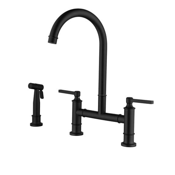 Matte Black High Arc Kitchen Bridge Faucet with Side Sprayer, Commercial Kitchen Faucet