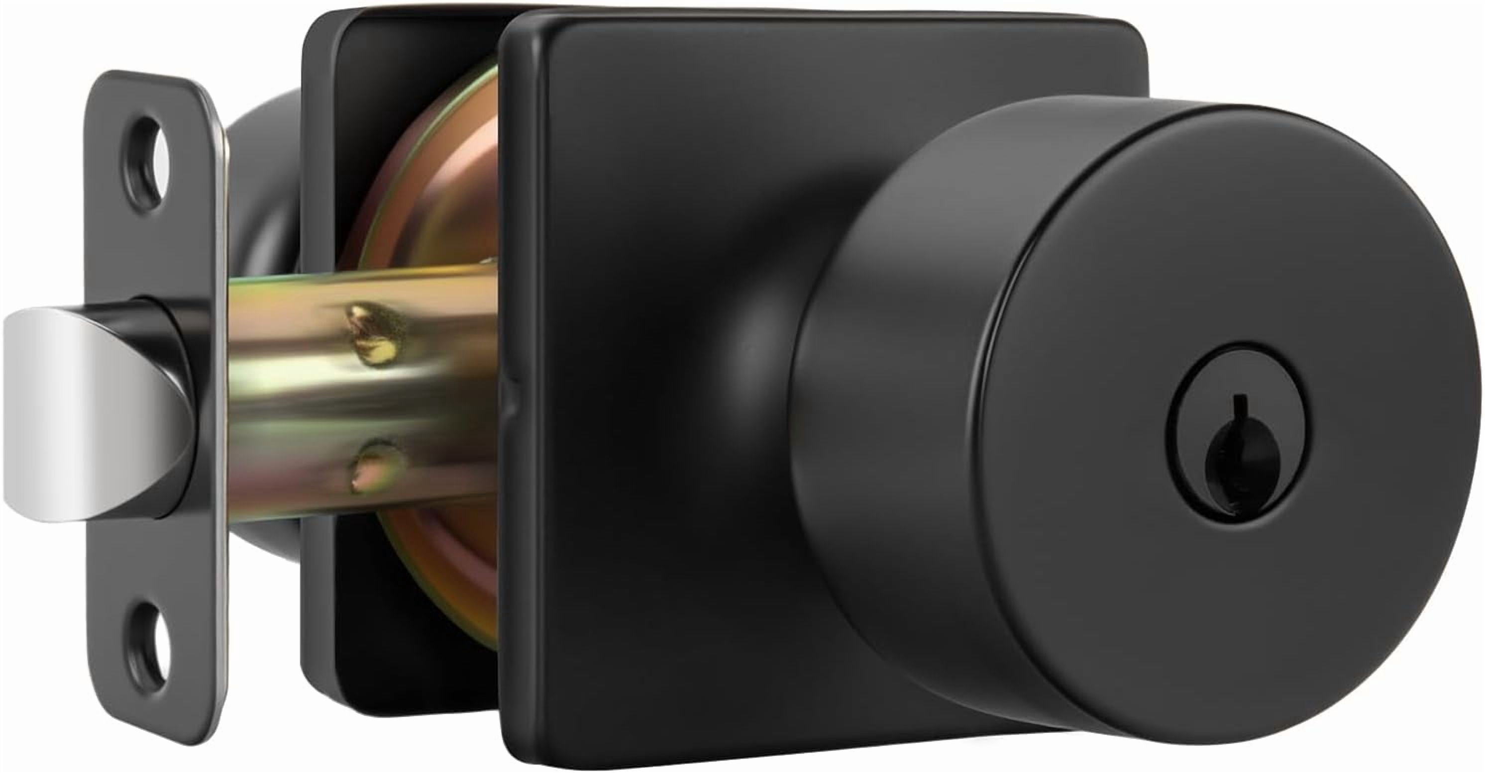 Matte Black Keyed-Alike Exterior Door Knobs, Front Door Knob with Lock and Key, Black Door Knobs Entry Door Knob 3 Pack