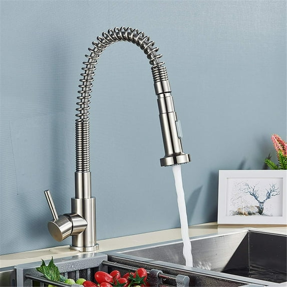 Matte Black Kitchen Faucet, Pull Down Sprayer Hot and Cold Water Mixer Tap, 360 Degree Rotation Dual Mode Nozzle Kitchen Tap,Black White Pipe