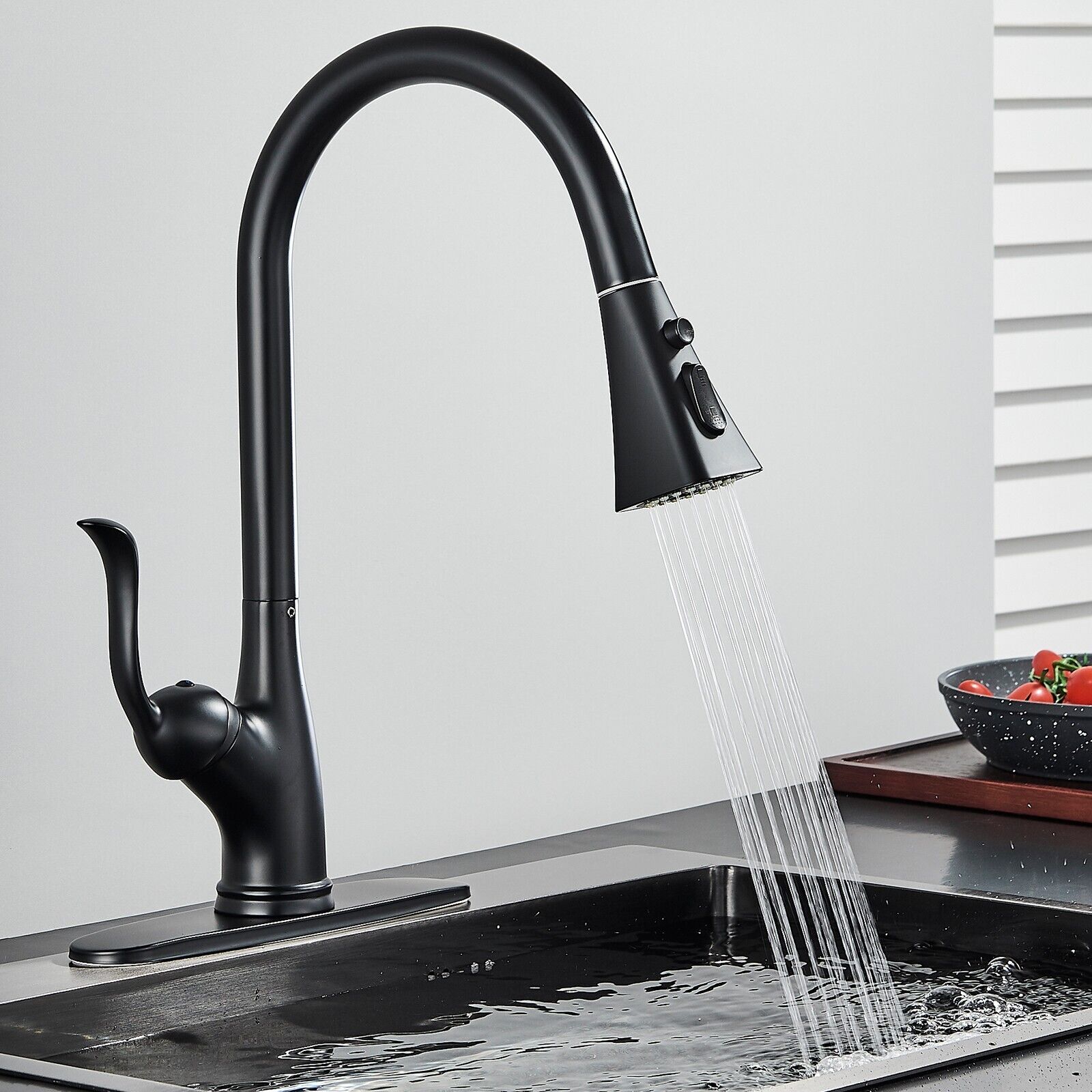Matte Black Kitchen Faucet with Pull Down Sprayer Single Handle