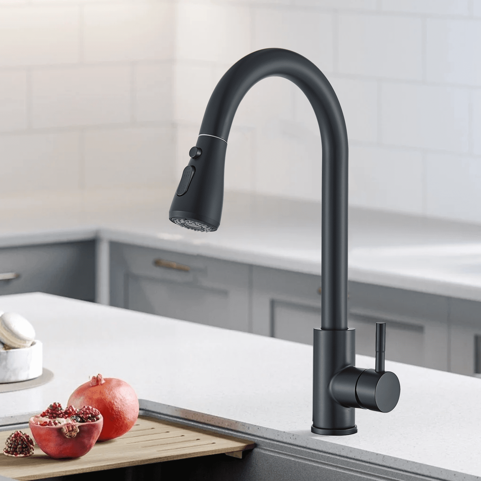 Matte Black Kitchen Faucets, Kitchen Faucets with Pull Down Sprayer ...