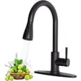 thumbnail image 1 of Matte Black Kitchen Faucets, Kitchen Faucets with Pull Down Sprayer, High Arc Single Handle Stainless Steel Sink Faucets 1 Holes, Kitchen Sink Faucets for Farmhouse Camper Laundry Rv Bar, 1 of 12