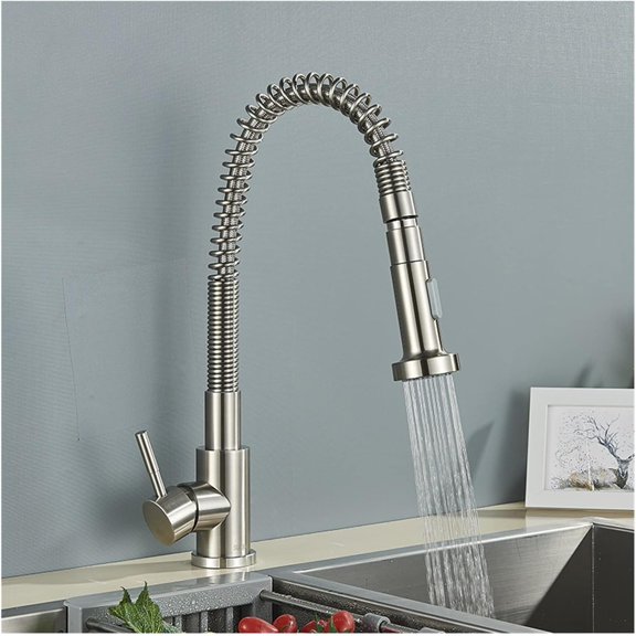 Matte Black Kitchen Sink Faucet One Handle Two Function Spray Kitchen Faucet Spring Brushed Nickle Tap