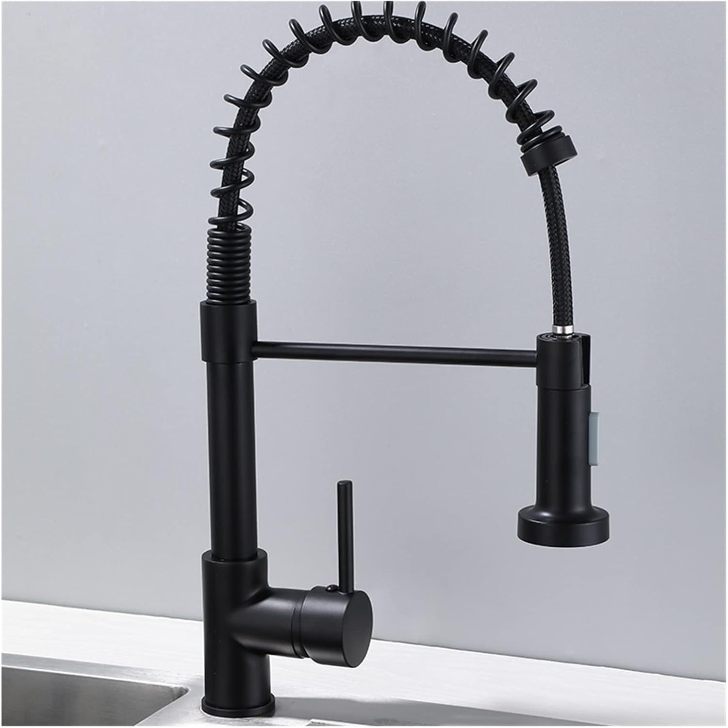 Matte Black Kitchen Sink Faucet Pull Down Kitchen Faucet Single Handle Mixer Tap 360 Rotation ...