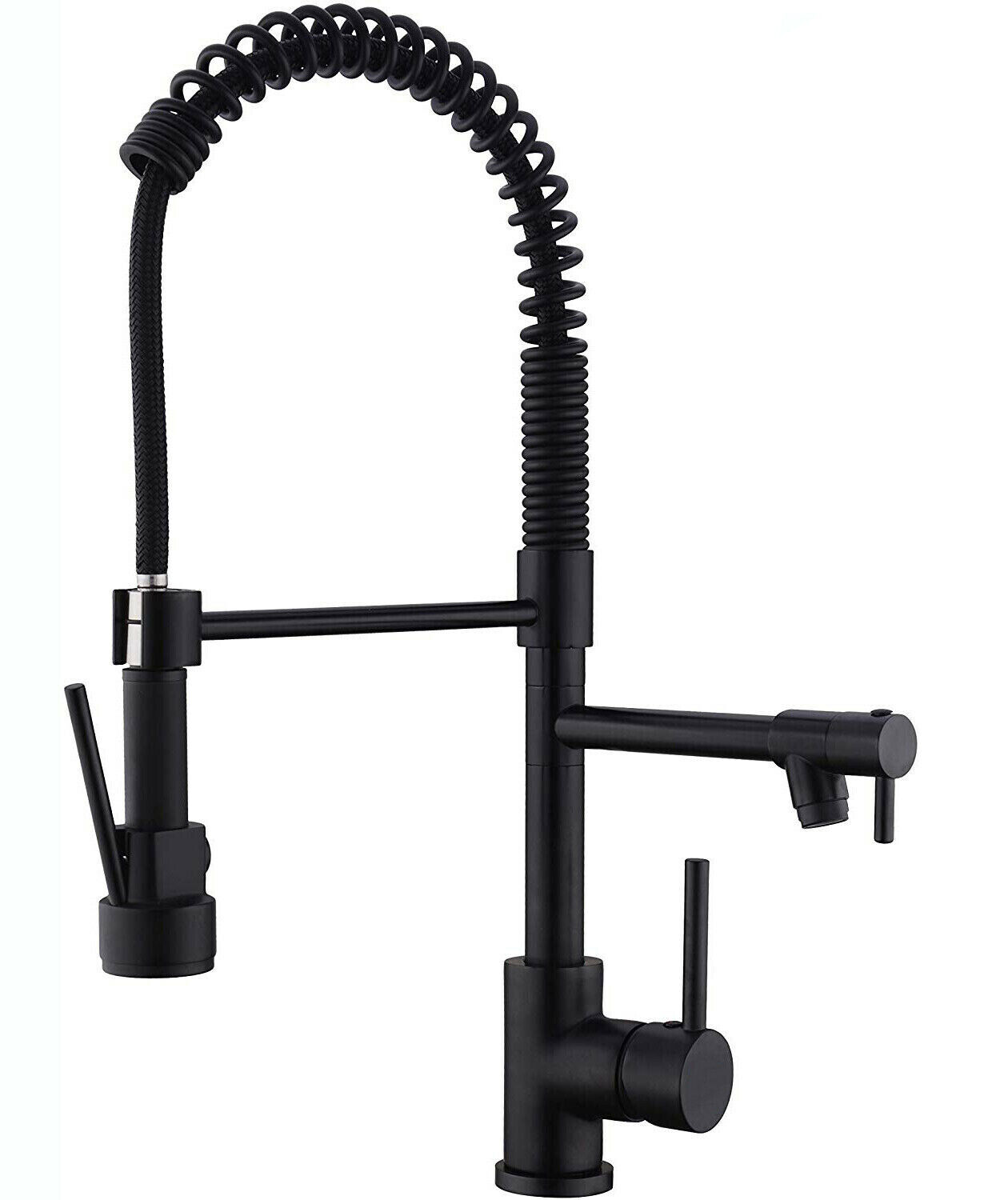 Matte Black Kitchen Sink Faucet Pull Down Sprayer Single Handle 1 Hole