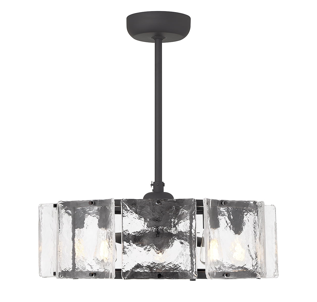 Matte Black 27" LED Chandelier Fan with Clear Glass
