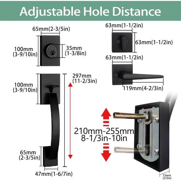 Matte Black Lever Handle for Single Front Door, Heavy Duty Handleset with Deadbolt for Offices or Entry Entrance, MDHST2017DB-BR