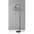 thumbnail image 1 of Matte Black Metal Arc Floor Lamp with Smoked Glass Globe Shade and Vintage Edison Bulb, 1 of 3