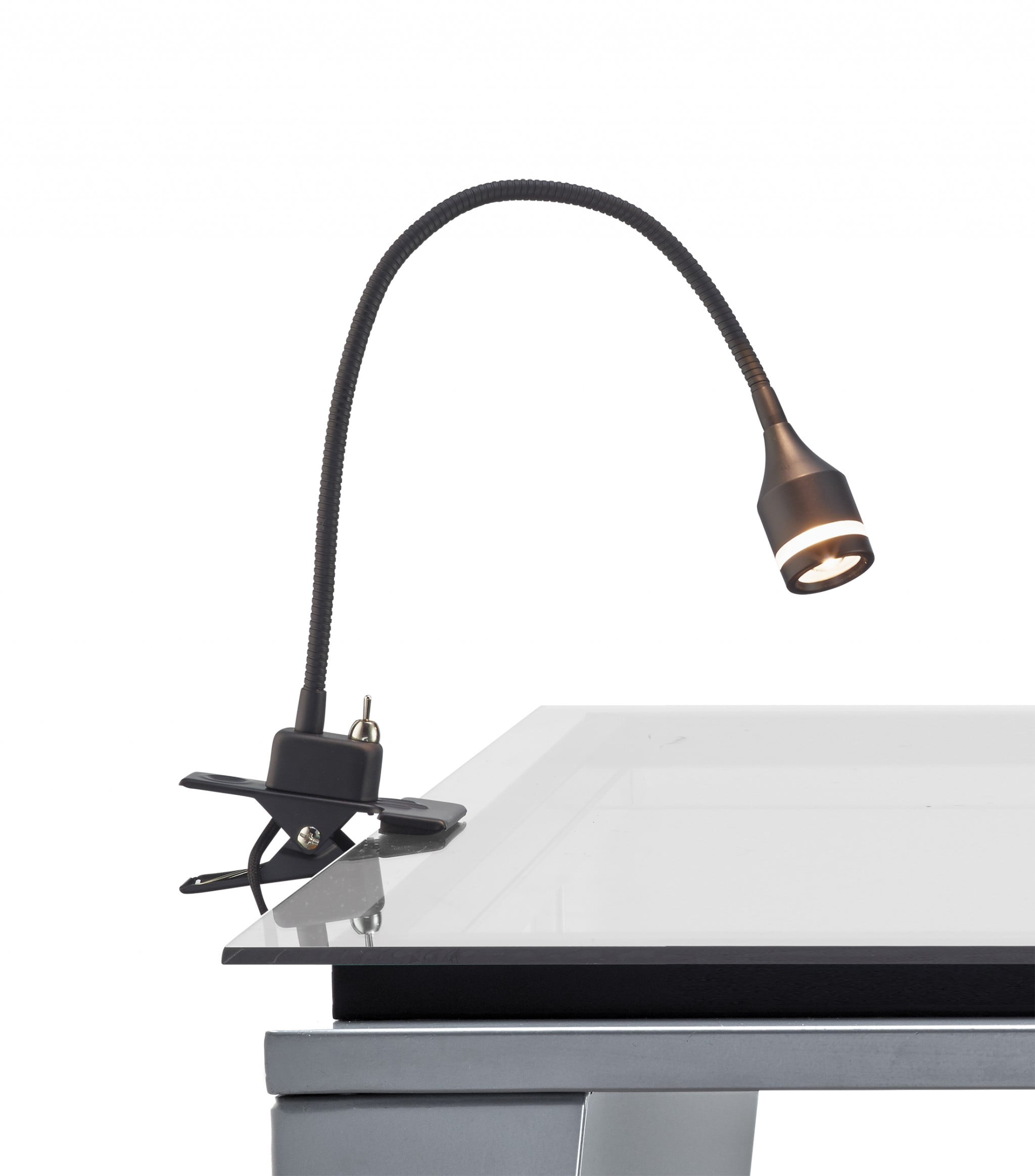 Matte Black Adjustable Metal Clip-on LED Lamp
