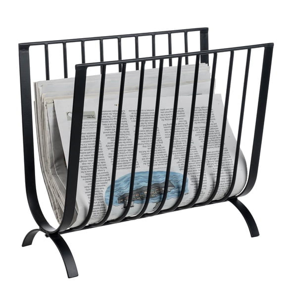Matte Black Metal Wire Magazine Rack, Mid-Century Tabletop or Floor Standing Organizer