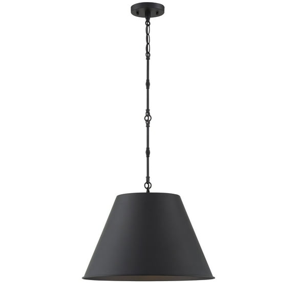 Matte Black One Light Pendant from the Alden Collection