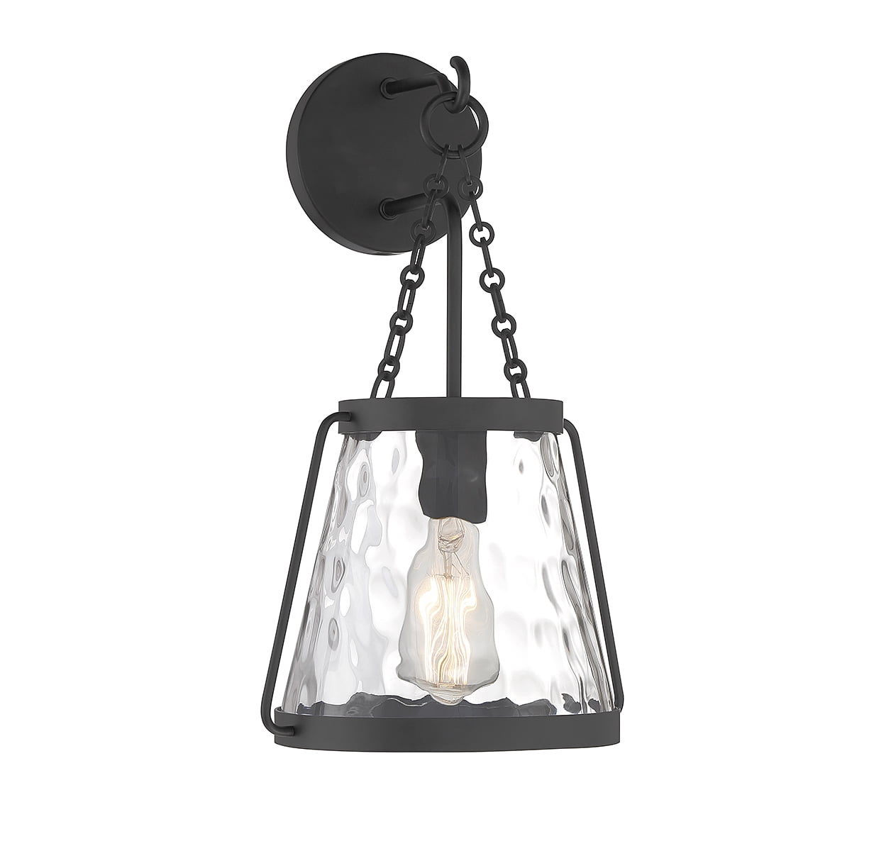 Matte Black Glass Shade Dimmable Wall Sconce