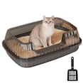 thumbnail image 1 of Matte Black Open Top Cat Litter Box High Side with Litter Scoop 14.37×10.63×5.31 inch, 1 of 6