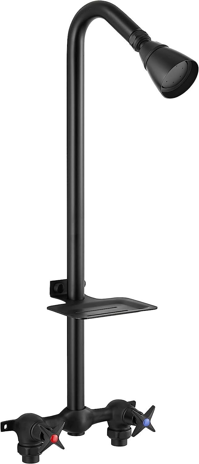 Matte Black Outdoor Shower Kit Wall Mount Exposed Shower Faucet with