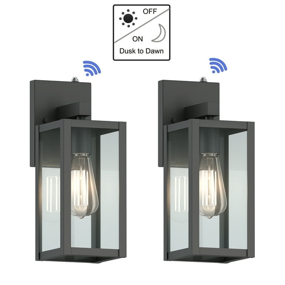 Matte Black Outdoor Wall Lights Outdoor Lighting Fixtures with Dusk to Dawn Porch Light with for House, Garage (2 Pack)