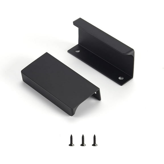 Matte Black Pack of 6 and 10 Edge Finger Pulls for Cabinets Kitchen Invisible Hardware Concealed Aluminum Hidden Bar Pull Drawer Handles Easy to Install 11.81 inch, 6.3 inch, 5 inch, 4.72 inc