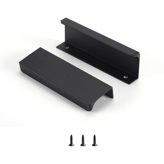 Matte Black Pack of 6 and 10 Edge Finger Pulls for Cabinets Kitchen Invisible Hardware Concealed Aluminum Hidden Bar Pull Drawer Handles Easy to Install 11.81 inch, 6.3 inch, 5 inch, 4.72 inc