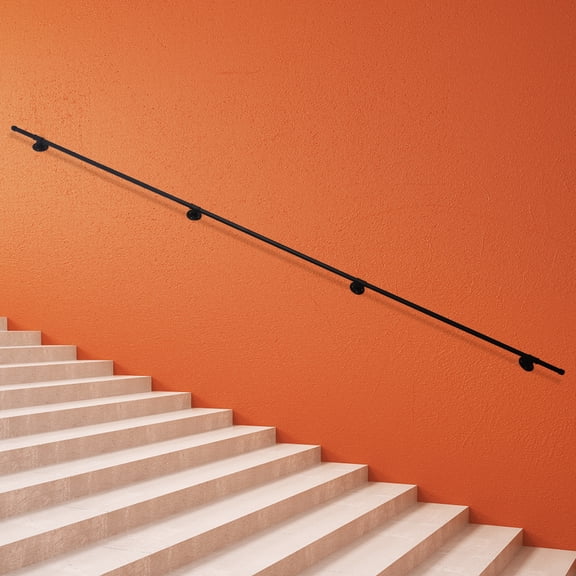 Matte Black Pipe Handrail, Industrial Style, Corrosion-Resistant Cast Iron & Galvanized Steel, Easy to Install, Ideal for Elderly, Disabled, or Post-Surgery Use